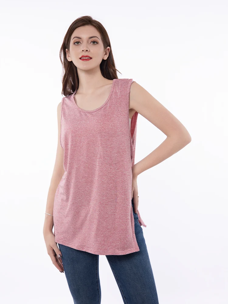 Mastectomy Recovery vest with drainage pockets, neutral shoulder surgery shirt, full button-down rotating cuffs, recovery clothi - Image 3