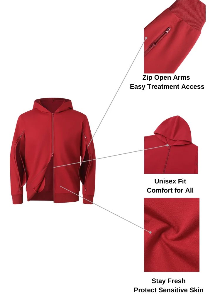 Unisex Dialysis Sweatshirts with Two-Way Arm Zippers, Antibacterial Breathable Fabric, Soft Comfort Pockets,early bird tested - Image 6