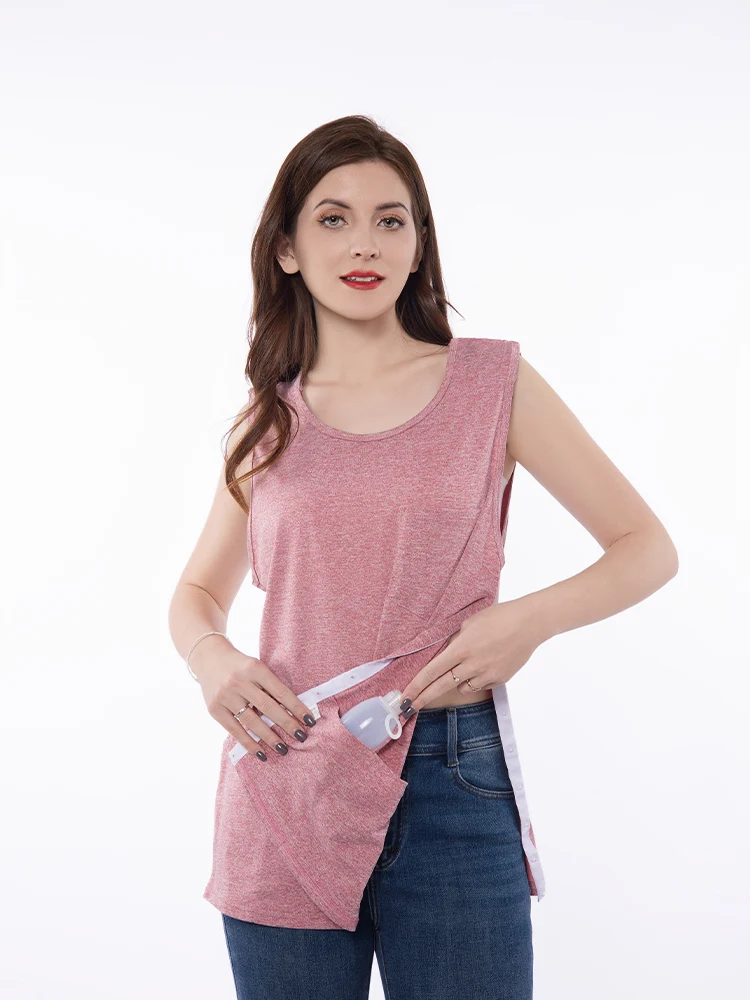 Mastectomy Recovery vest with drainage pockets, neutral shoulder surgery shirt, full button-down rotating cuffs, recovery clothi - Image 2